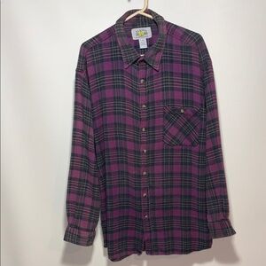 Vintage Purple and Green Flannel Men's Shirt